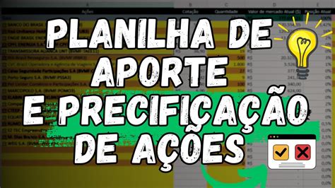 Novo Aporte Na Carteira E Planilha De Controle De Aporte Gest O De