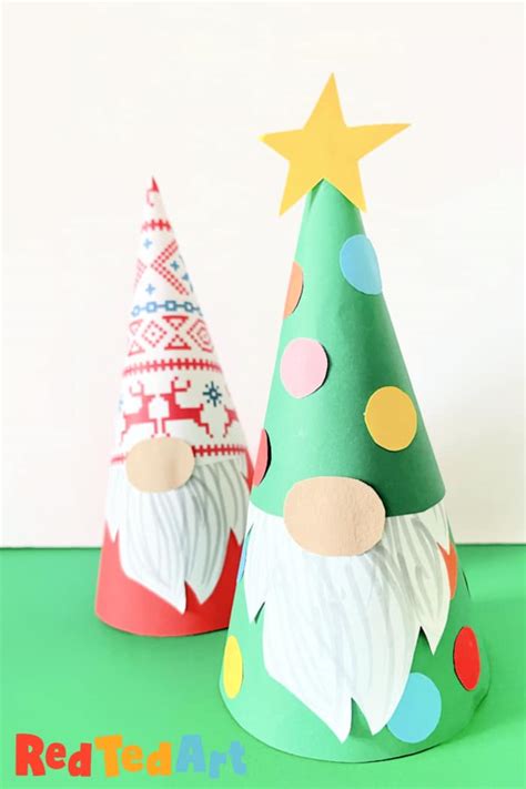 3d Paper Christmas Gnomes Red Ted Art Kids Crafts