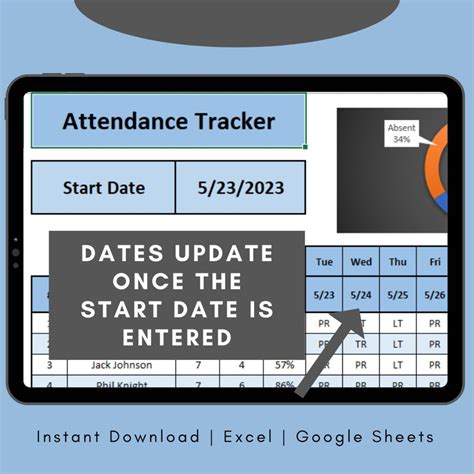 Attendance Tracker Excel Spreadsheet Employee Attendance Tracker Attendance Record Attendance ...