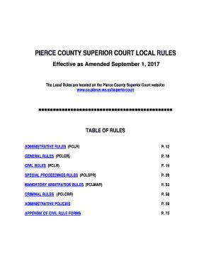 Fillable Online Local Rules Of The Superior Courtfor Pierce County Fax