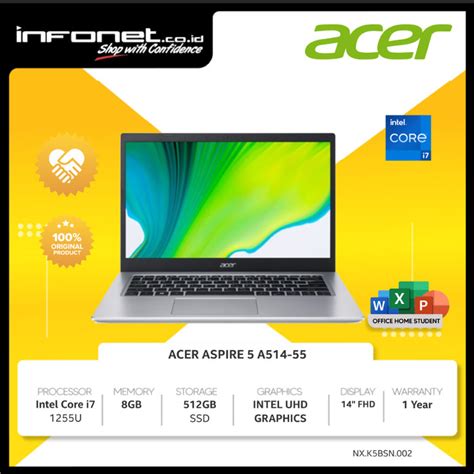 Jual Acer Aspire 5 I7 1255u 8gb 512gb Intel Iris Xe 14 Fhd W11 Ohs21 Shopee Indonesia