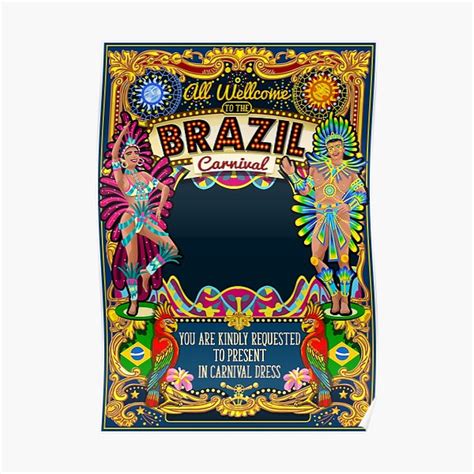 Rio Carnival Poster Theme Brazil Carnaval Mask Show Parade Poster For