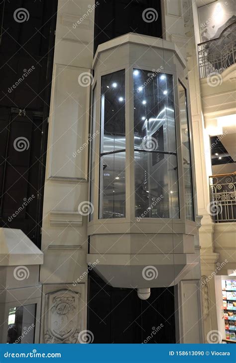 Historic Building Elevator Cage On Downtown Of Nice France Editorial