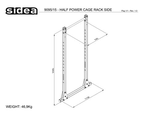 9095 15 Half Power Cage Rack Side Sidea Fitness Company International