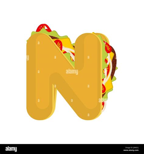 Letter N Tacos Mexican Fast Food Font Taco Alphabet Symbol Mexico