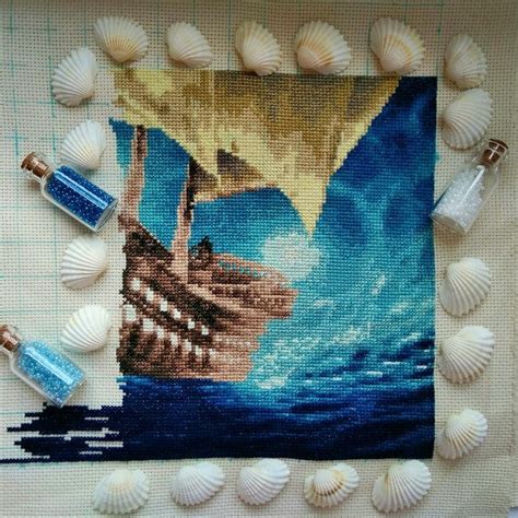 Этап процесса вышивки «К дальним берегам "Золотое Руно"» - Вышивка крестом