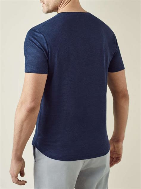 Navy Blue Linen T Shirt Luca Faloni