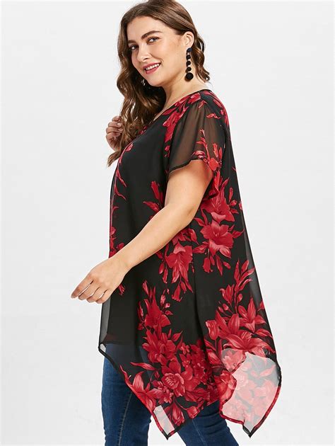 Plus Size V Neck Floral Blouse Plus Size Outfits Trendy Plus Size