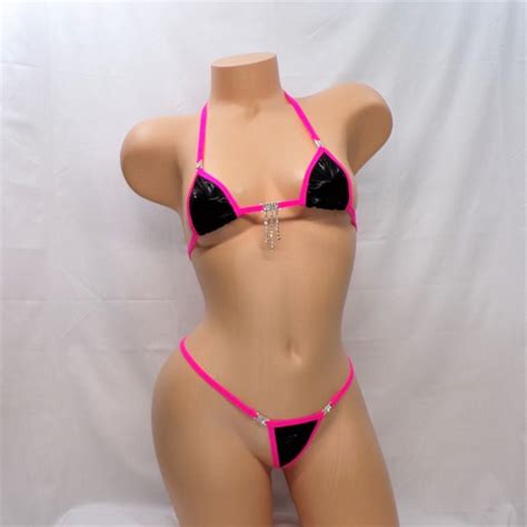 Mini Micro G String Bikini W RHINESTONES Black Mystique Etsy