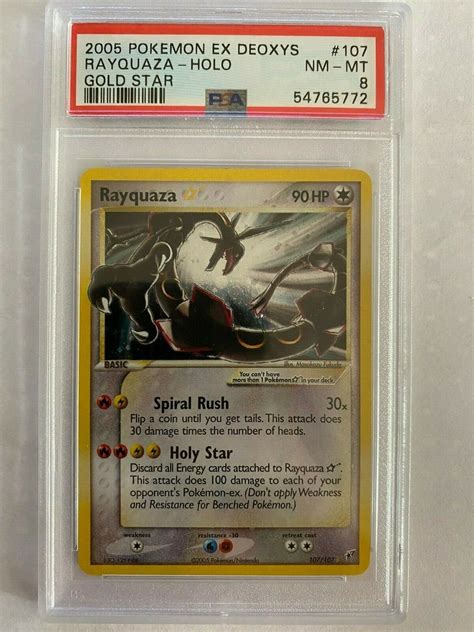 Psa 8 Gold Star Rayquaza Ex Deoxys 107107 Holo Pokemon Card Values Mavin