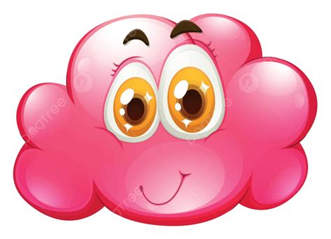 Cara Feliz En Gráfico De Personaje De Emoción De Nube Rosa Vector Png Dibujos Emoción