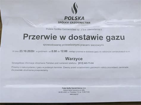 Przerwa W Dostawie Gazu Warzyce Serwis Informacyjny Wsi Warzyce Pl