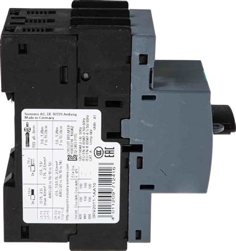 3rv2011 1aa10 Siemens Siemens 11 → 16 A Sirius Motor Protection Circuit Breaker 706 1774