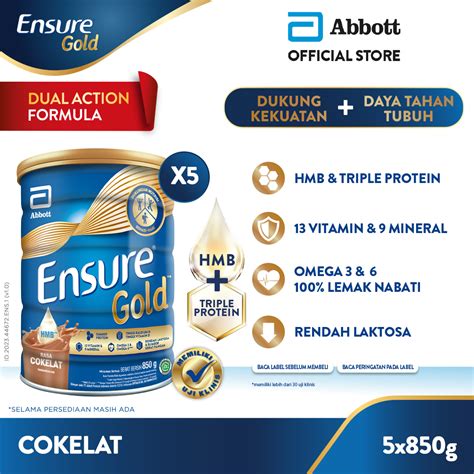 Jual Ensure Gold Hmb Cokelat G Nutrisi Dewasa Rendah Laktosa