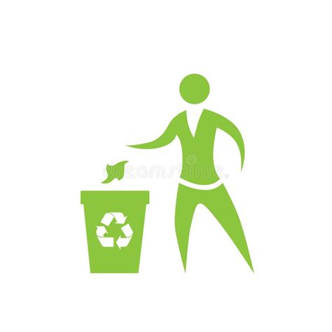 Person Throw Rubbish To Recycle Bin Symbol Vector Stock Vector