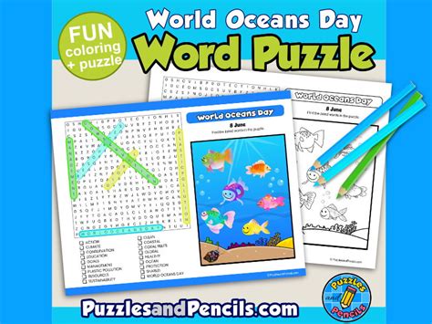 World Oceans Day Word Search Puzzle And Colouring June Wordsearch