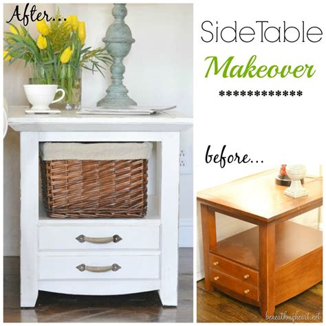 Side Table Makeover With Chalk Finish Paint Beneath My Heart