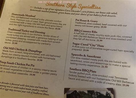 Online Menu Of Old Mill Restaurant Restaurant Pigeon Forge Tennessee