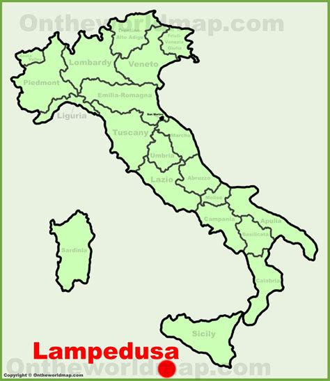 Lampedusa location on the Italy map - Ontheworldmap.com