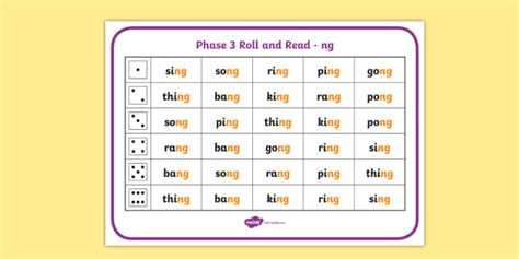 Phase 3 Ng Phoneme Roll And Read Mat Teacher Made