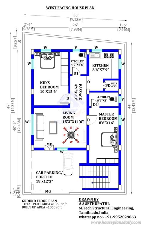 Vastu House Plan For West Facing Ghar Ka Naksha House Designs And