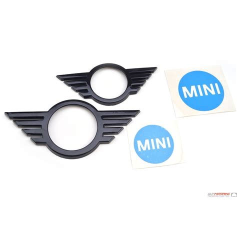 Mini Cooper Gloss Black Wings New Logo Emblem Cover F55 F56 F57 Front