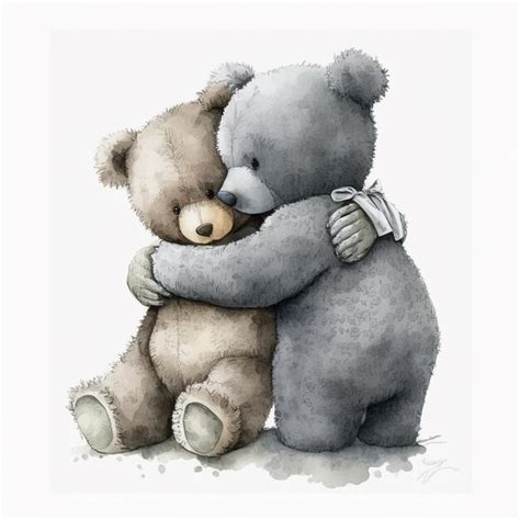 Premium Photo There Are Two Teddy Bears Hugging Each Other On A White