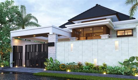 Desain Tampak Depan Dengan Pagar Rumah Villa Bali Modern Lantai Bapak