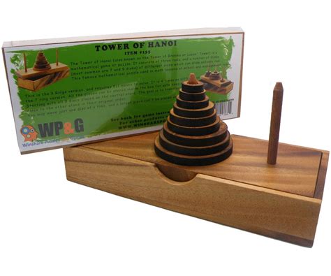 Tower of Hanoi 9 Rings Wooden Brain Teaser Puzzle-155