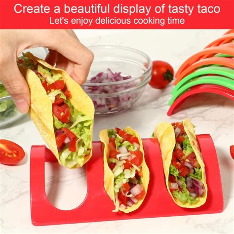 Colorful Taco Holder Stand Set of 6, Hard and Sturdy Taco Shell Plates ...