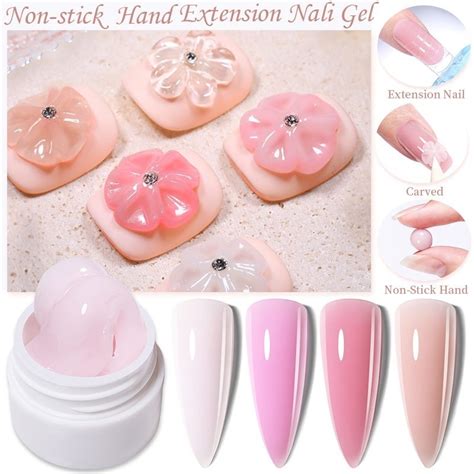 LILYCUTE Non Stick Hand Solid Extension Nail Gel Clear Nude Pink Poly