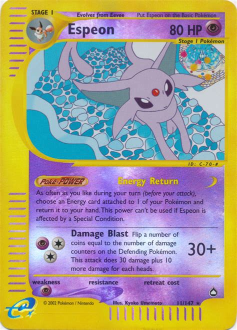 Pok Mon E Card Series Aquapolis Card Espeon Parallel Reverse Holo