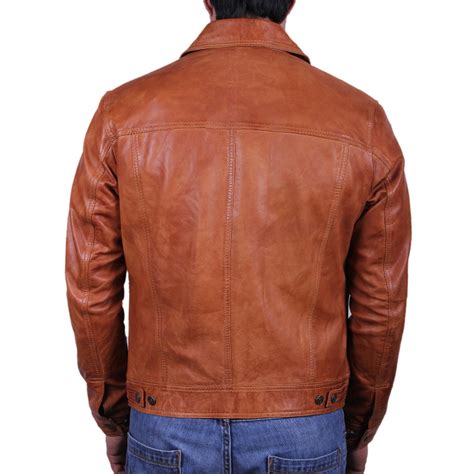 Mens Tan Leather Jacket Aaron