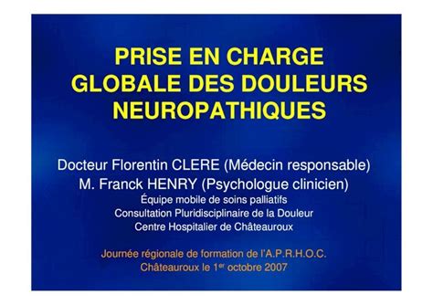 Pdf Prise En Charge Globale Des Douleurs Neuropathiques