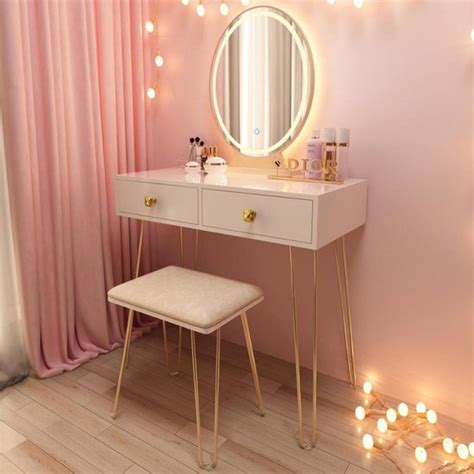 Grandecom Make Up Tafel Met Spiegel En Licht Kaptafel Met Kruk