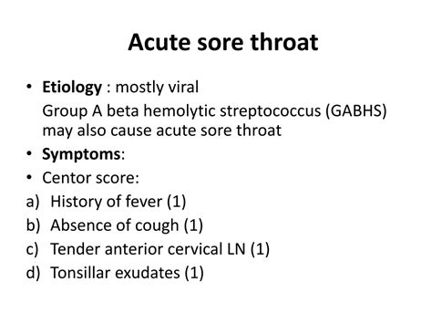 Ppt Acute Sore Throat Infection And Treatment Dr Sheetu Singh