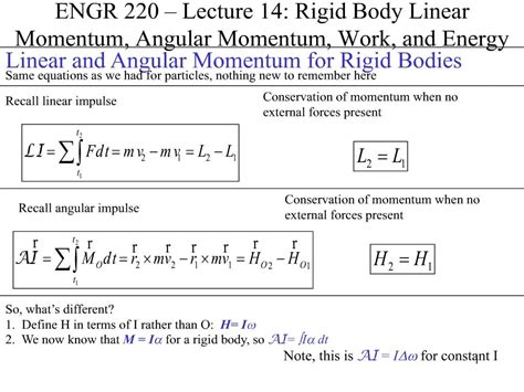 Ppt Engr 220 Lecture 14 Rigid Body Linear Momentum Angular Momentum