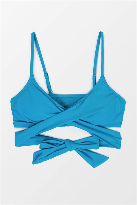 Seaside Holiday Twisted Wrap Front Bralette Bikini Top