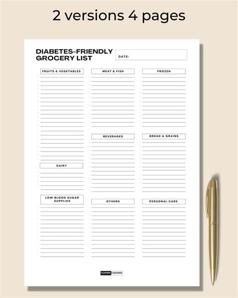 Diabetic Grocery List Printable Diabetic Diet Diabetes Meal Plan Patient Education Instant ...