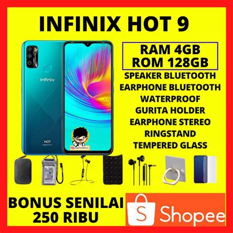 Jual INFINIX HOT 9 RAM 4GB INTERNAL 128GB GARANSI RESMI HP INFINIK HOT 9 PRO RAM 4 128 PROMO