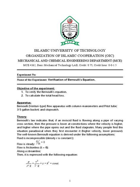 Bernoulli Experiment | PDF | Fluid Dynamics | Applied And ...