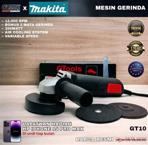 Makita X Gtools GT10 Gerinda Tangan Listrik Variabel Speed 450 Watt