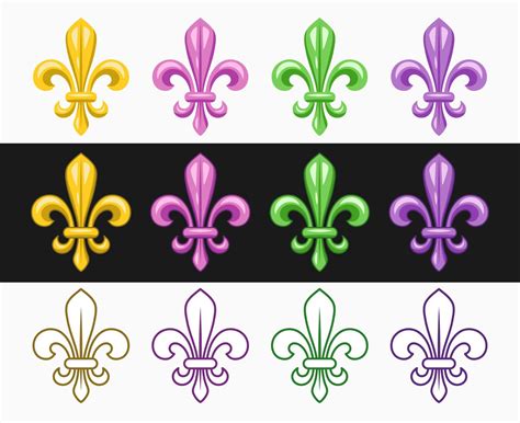 Fleur de lis set. Fleur de lys icons in different styles. Illustration