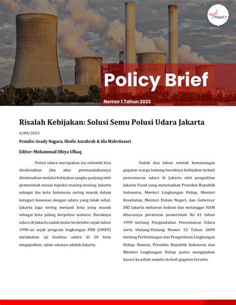 Risalah Kebijakan Solusi Semu Polusi Udara Jakarta