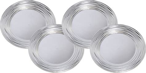 Kerst Onderborden D33 Cm Zilver Set 12x Stuks Rond Kunststof