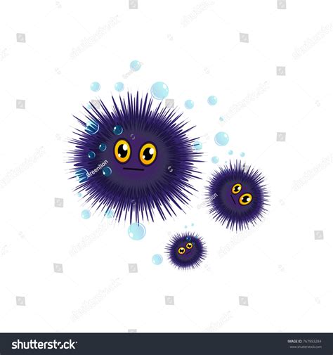 Cute Cartoon Sea Urchins Isolated Sea Stock Vector Royalty Free