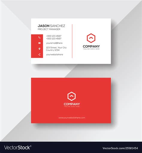 Simple and clean red white business card Vector Image