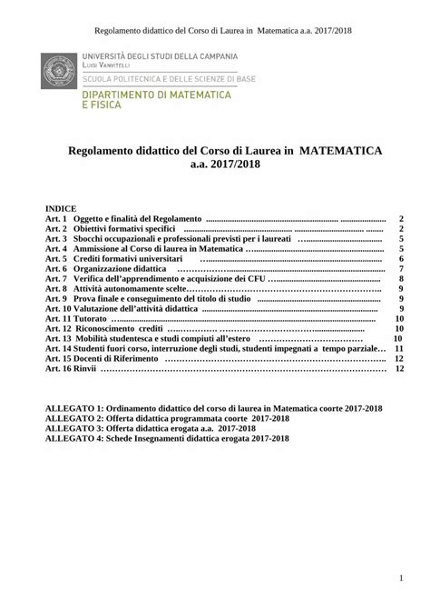 PDF Regolamento Didattico Del Corso Di Laurea In MATEMATICA A