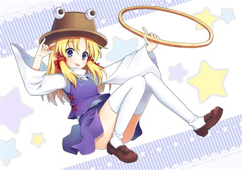 Blonde Hair Blue Eyes Hat Long Hair Mauve Moriya Suwako Thighhighs Touhou