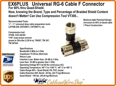 1000 Ppc Ex6 Plus Signal Tight Universal Rg6 Cable F Connector 3 Star Incorporated